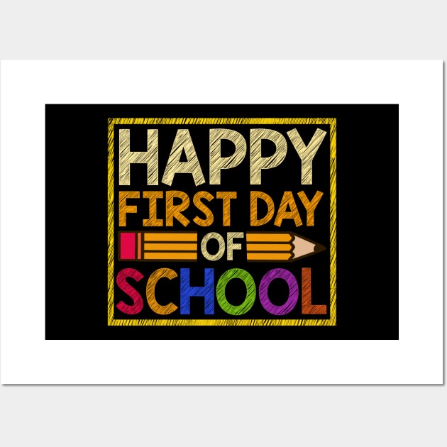 Happy First Day Of School - 1st Grade Gift Wall Art by biNutz